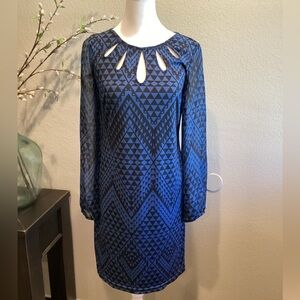 Danny & Nicole Woman’s Knee Length Shirt Dress 3/4 Sheer Sleeves. Size‎ S.